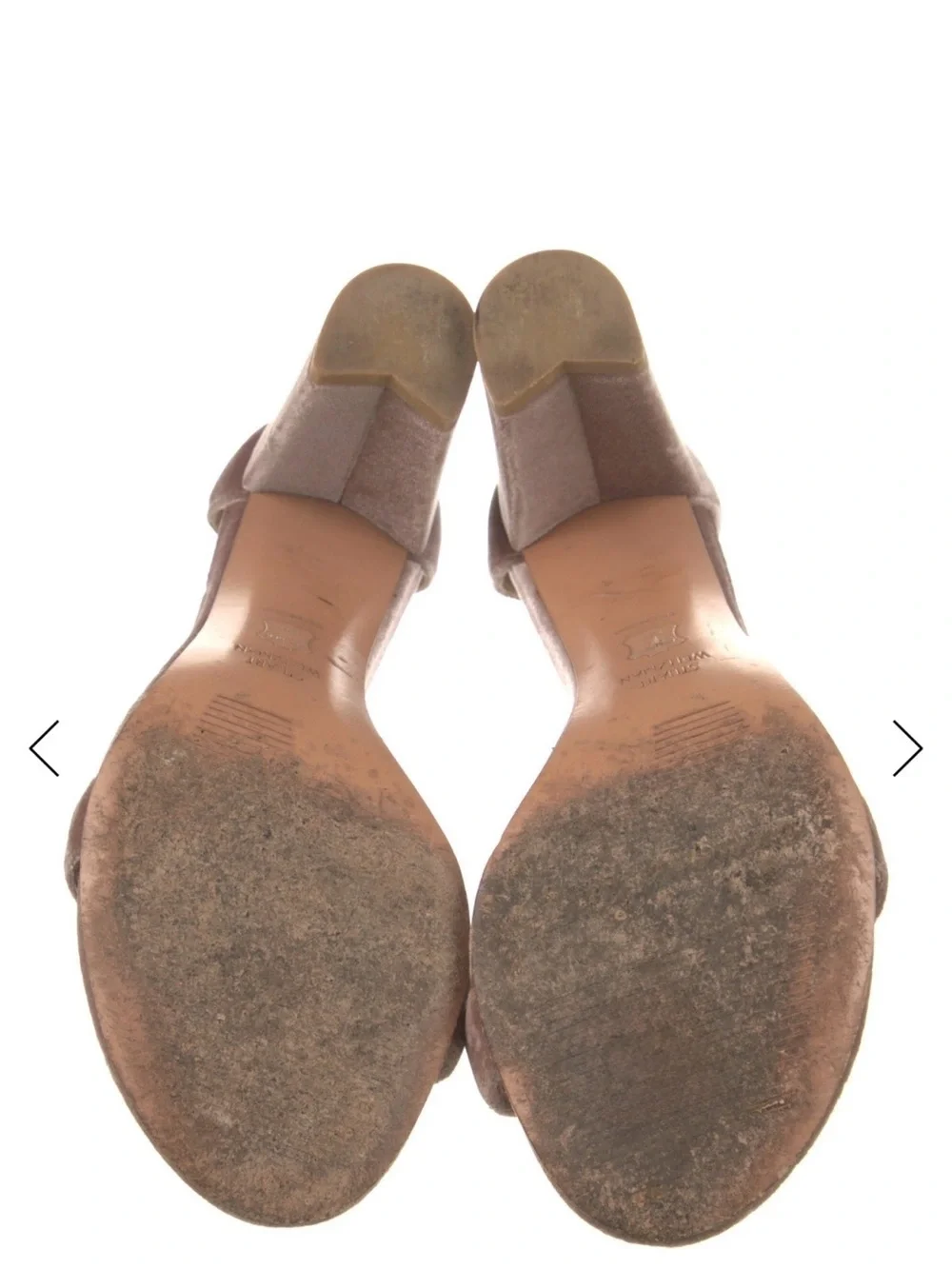 Stuart Weitzman Taupe Velvet Ankle-Strap Block Heels